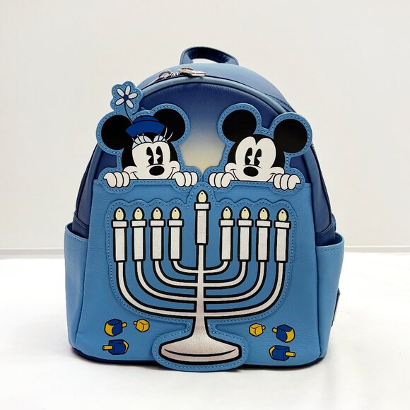 Disney Loungefly Mickey and Minnie Hanukkah mini backpack - Picture 1 of 7